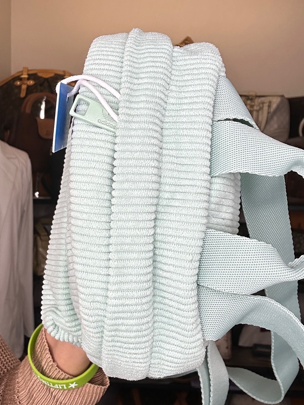 Adidas Originals Corduroy Mini Backpack NWT Mint Green Trefoil - Picture 7 of 13